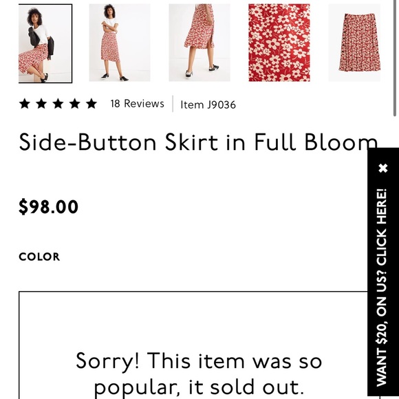 Madewell Side-Button Skirt in Full Bloom (sold out) - Picture 5 of 5